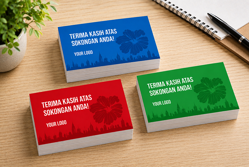 Political campaign business card design for election candidates featuring contact details, party logo and professional branding