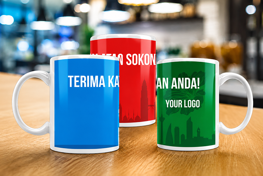 Political campaign mug design with candidate logo, election slogan and custom party branding merchandise