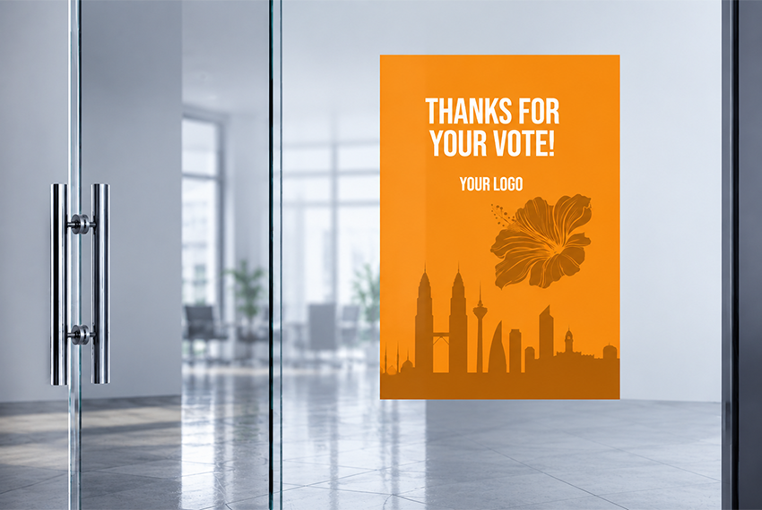 Political election static cling window sticker design with campaign logo, candidate branding and voter visibility graphics